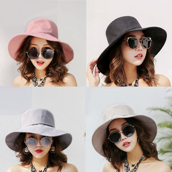 Wide brim hats lady summer hats sun hats for girl cotton material fashion styles casual for outdoor travel beach sun protection