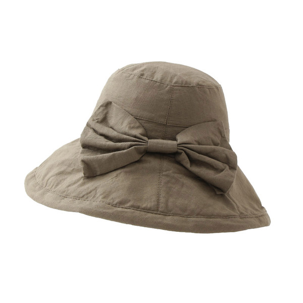 Free shipping High Quality Casual Sun Caps Women Girls Summer anti-UV cotton Linen Bow wide brim Beach Hats Visor Floppy Chapeau