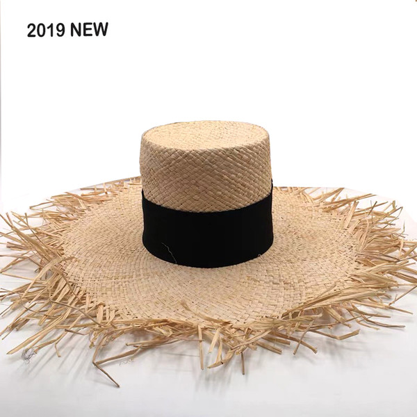 2019 New Fashion Brand Show Straw Hat For Women Soft Raffia Sun Hats High Quality Handmade Wide Large Brim Beach Hat wholesale
