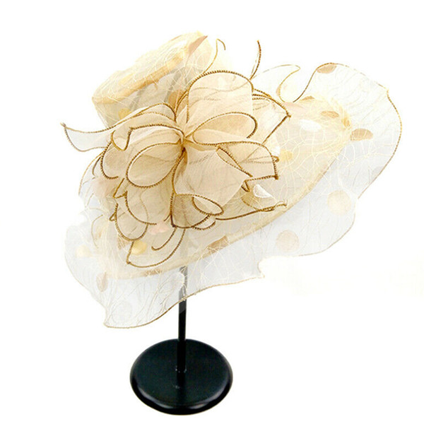 Fashion Summer Anti-UV Casual Spring Wide Brim Women Hats Ruffles Gift Party Bridal Cap Foldable Beach Girl