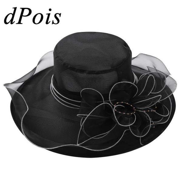 New Style Women Female Elegant Ruffles Translucent Cap Beautiful Party Wedding Hat Big Brim Summer Beach Sun Hat