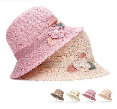 Ladies Candy Floral Hats Wide Brim Summer Beach Sun Straw Fashion Flower Caps