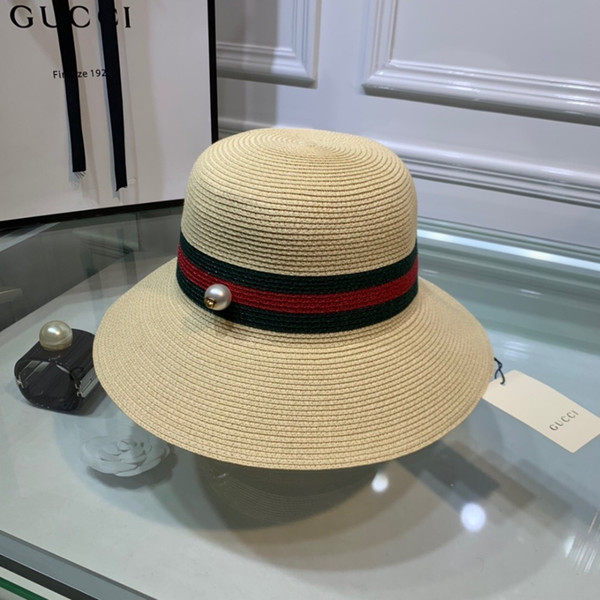 Women's dome cap 2019 counter new straw hat, dome cap, red and green belt elements