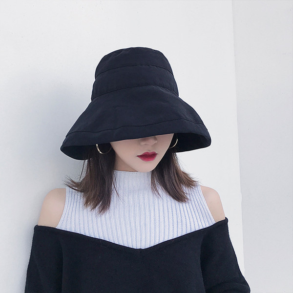 2019 The New Style Cotton Solid Color Bucket Hat Fisherman Hat outdoor travel Sun Cap Hats for Women 039