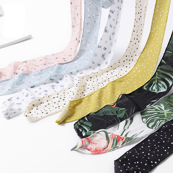 Fashion New Seaside Beach Hat Ribbons Accessories Chiffon Ribbon Creativity Wild Bucket Hats Yarn Band Print Flower
