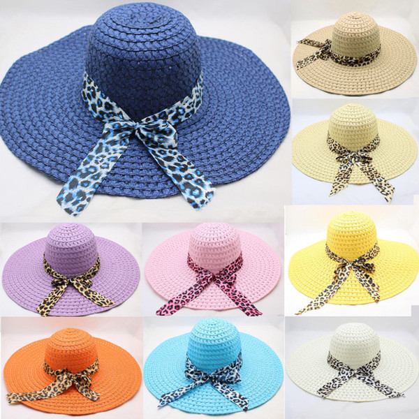 czapka z daszkiem damska lato bawe na Women Leopard Print Big Brim women hat summer Hats Beach Cap Floppy