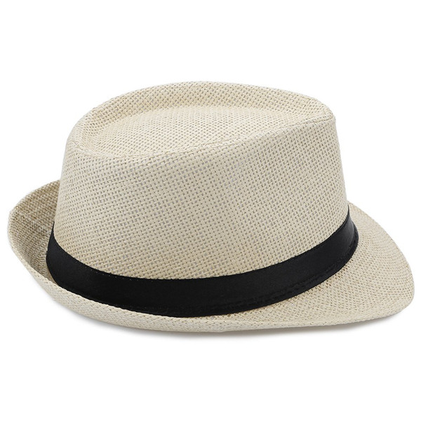 Summer Solid Color Unisex Fedora Hat Beach Sunhat For Women Men Fedora Hat Summer Beach Sunhat Cap Straw