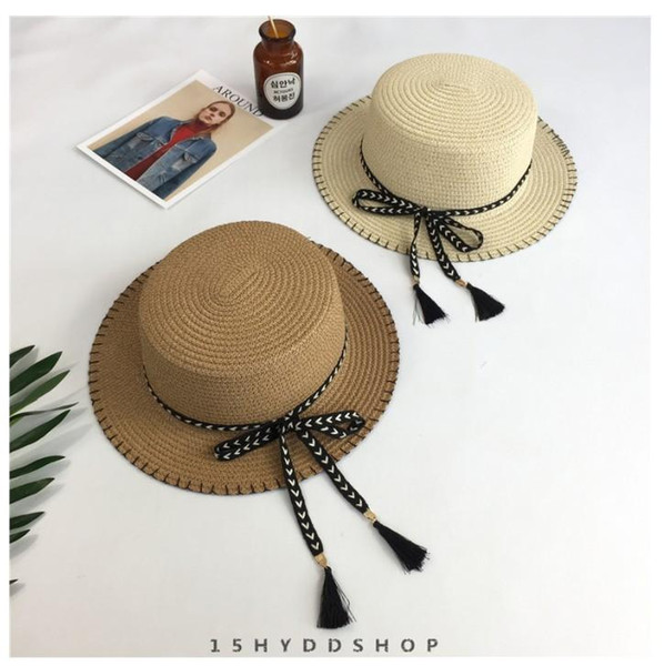2018 Hot Wide Brim Hat Khaki White New Fashion Summer Hat for Women Ladies Wide Brim Beach Sun Elegant Straw Floppy Bohemia Cap for