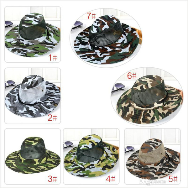 new camouflage sun net shade military hat breathable fishing hat man outdoor wide edge fisherman hat man Mo12