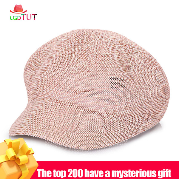 2018Spring and Summer Women's Straw Knit Straw Hats Octagonal Hat Solid Color Cool Breathable Visor Sun Cap Women Leisure Caps