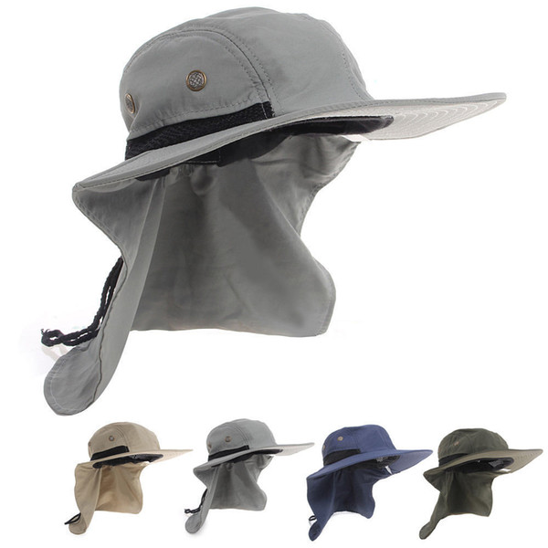 Neck Flap Boonie Hat Fishing Hiking Safari Outdoor Sun Brim Bucket Bush Cap Climbing Hat 4 Colors