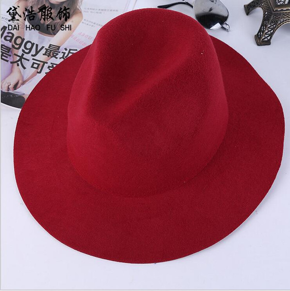 Fashion Vintage Women Ladies Floppy Wide Brim Stingy Brim Hats Wool Felt Fedora Cloche Hats Cap British style freeshiping