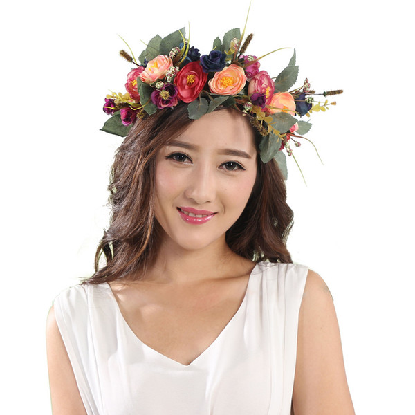 2017 Summer Flower Wreath Women Head Crown Girl's Floral Hair Accessory