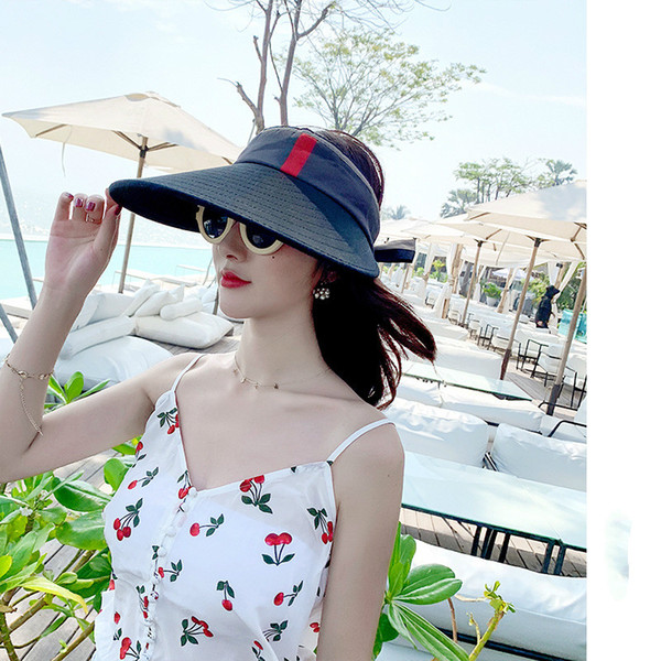 Spring And Summer New Women Wild Plaid Empty Top Visor Outdoor Travel Sunshade Sun Protection Cap Travel Beach Hat