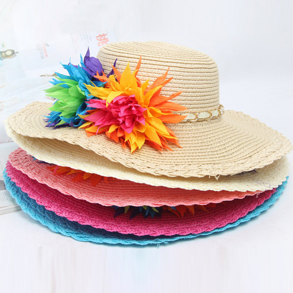 Fashion 2017 Baby Sun Hat Summer Girls Beach Hats Outdoor Girls Kids Flower Bucket Hat Soft Weave Straw Hat Toddlers Baby Girls