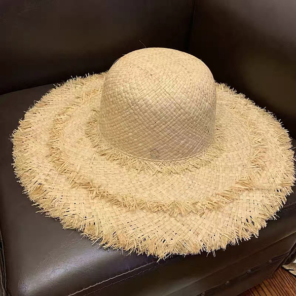 01903-5898858 2019 summer handmade raffiabig brim holiday beach lady sun cap women leisure hat