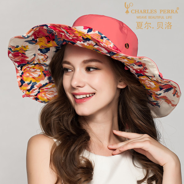 wholesale Women's Sun Hat Summer Casual Collapsible Sunscreen Fashion Elegant Lady Caps Female Travelling Beach Hats 1732
