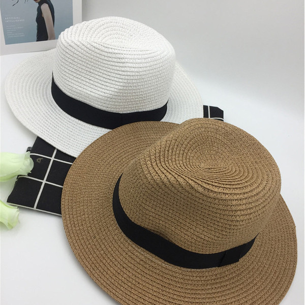 Summer Foldable Black White Eaves Men And Women Parenting Straw Hat Panama Formal Hat Sun You Sandy Beach