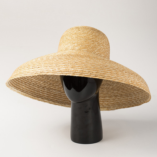 2018 Women Vintage EleDome Top Basin type With Brim Sun Hat Arched Brim Straw Bowler hat