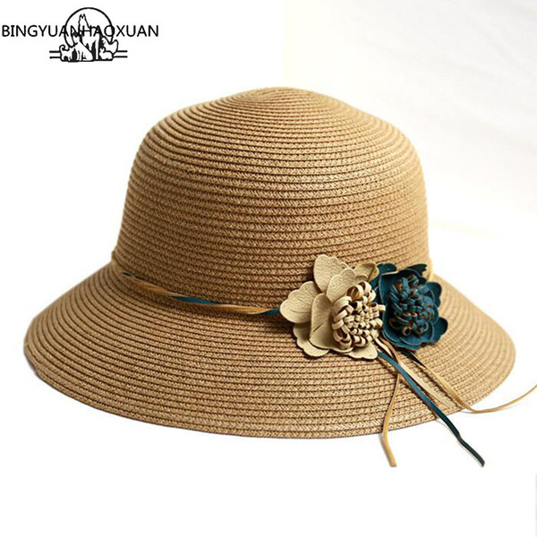 BINGYUANHAOXUAN New Hot Sale Summer Fashion Hat For Women Flower Hat Girls Spring and Summer Capeline Beach Straw Hats