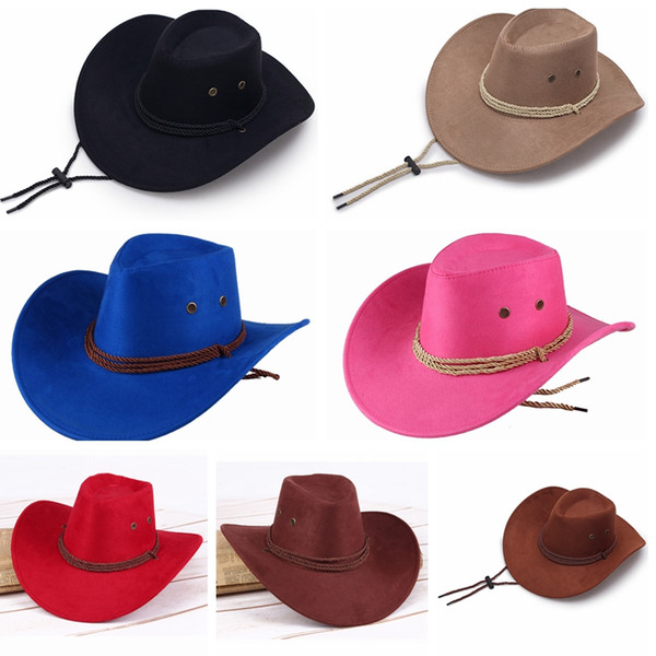 Western Unisex Cowboy Hats Men Retro Sun Visor Knight Hat Cowgirl Wide Brim Hats Summer Outdoor Tourism Headwear TTA833