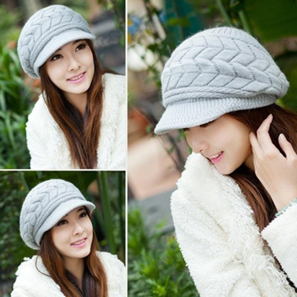 Casual Beanie Thickening Thermal Knitted Hat Women's Rabbit Fur Cap Hats for Women Winter Beanies