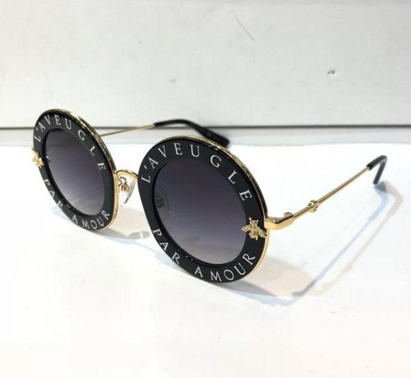 Women Fashion 0113 Designer Round Summer Style Black Gold Frame Top Uv Protection Lens Come With Case Luxury 0113s Sunglasses For