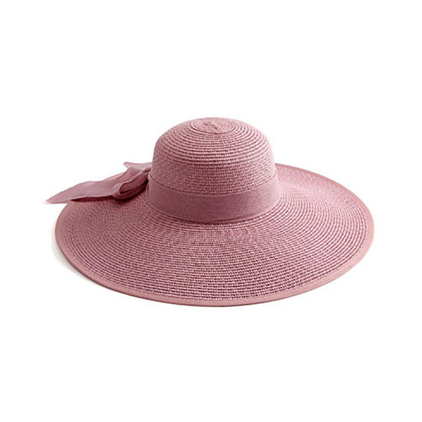 Dora Women Summer Round Flat Top Straw Beach Hat Charming Ladies Bowknot Sun Hat