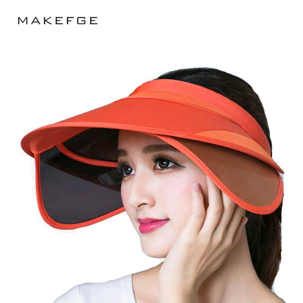 Wholesale- visor2017 New Retractable Visor Female Summer Sun Empty Top Hat Riding UV Sun Hat Woman Beach Sun visor Hat