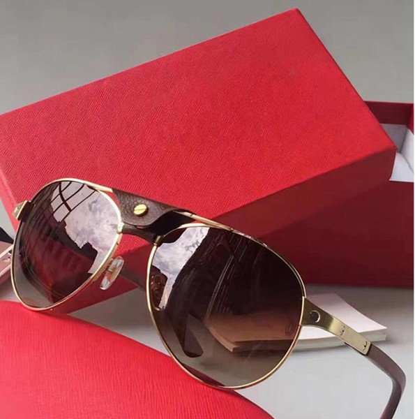 NEW Free shipping 2017 luxury sunglasses 8200862 design lens and UV400 lens Picture frame and its metal leg is wrapping material fashion