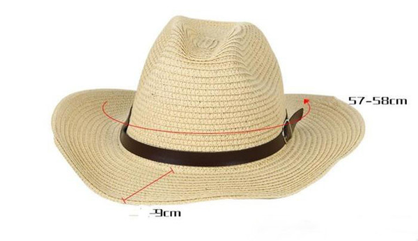 Straw Braid Men Cowboy Hats with Buckle Western American Mens Hat Lady Beach Hats Solid cap
