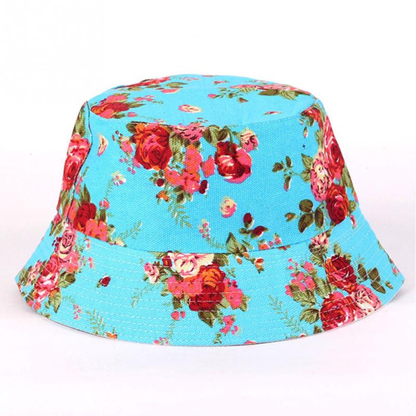 Women Summer New Stylish Floral Print Canvas Sun Hat Outdoor Anti-Ultraviolet Cap With 16 Patterns For Choice