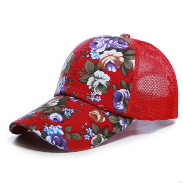 Stylish Summer Style 2017 Women Ladies Floral Adjustable Snapback Baseball Flower Mesh Cap Outdoor Sun Flat Hats