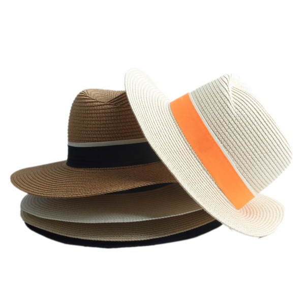 Fashion Women Straw Wide Brim Sun hat Woman Summer Fedora Cap Sunhat Trilby panama Hat Gangster sombrero Cap Free Shipping 20