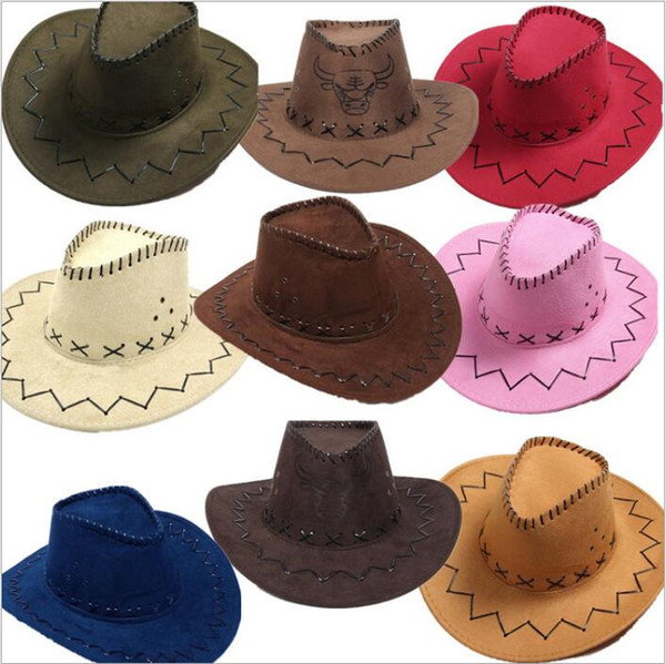 Western Cowboy Hats Cavalier Wide Brim Caps Cowgirl Knight Hat Retro Sun Visor Mongolia Prairie Summer Hats Outdoor Tourism Party Hats B5115