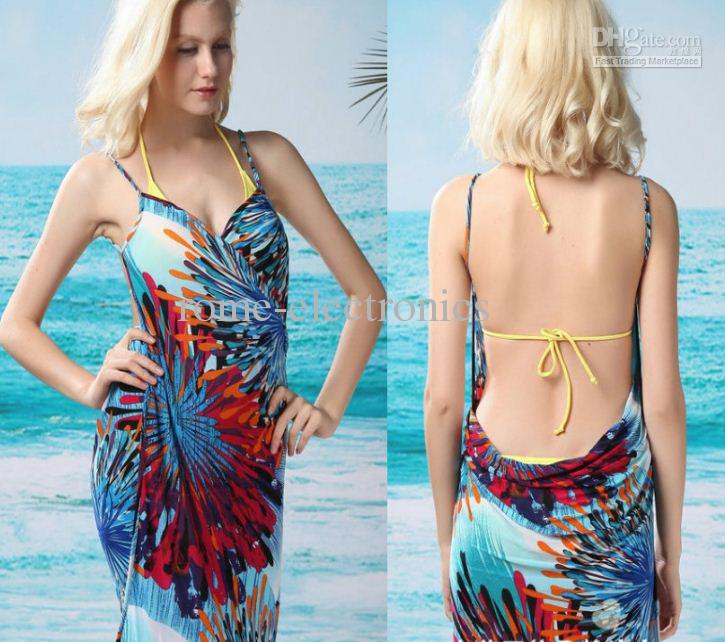 100pcs Deep V-neck sun crossing beach dress clothes skirt Bikini skirt Wrap Dress sarong cover-ups Criss FEDEX