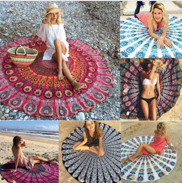 Round Bikini Cover Ups Beach Beach Towel Bikini Cover Ups Bohemian Hippie Beachwear Chiffon Beach Sarongs Shawl Bath Towel Yoga Mat