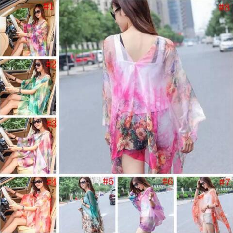 Chiffon Beach Smock Sarong Wrap Pareo Bikini Cover Ups Driving Scarves Beach Dress Sunscreen Shawl Beachwear Swimdress Scarf 50 pcs