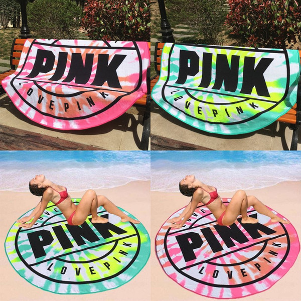 vs love Pink Microfiber Round Beach Towel 160cm Soft Quick Drying Swimming Bath Sports Picnic Blanket Towel designer women towels