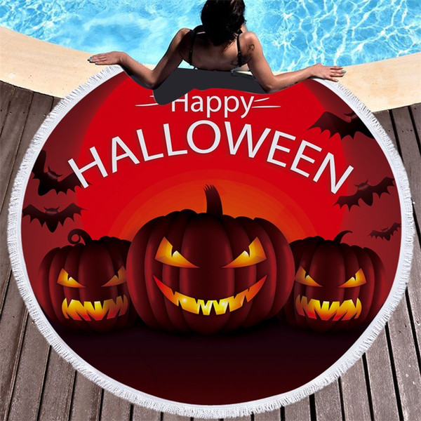 Circular Printing Beach Towel Bath Towels Superfine Fiber Tassel Soft Lovely Scarves Halloween New Wraps Sarongs 30jm gg