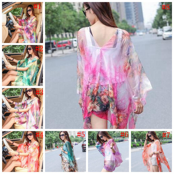 Chiffon Beach Smock Sarong Wrap Pareo Bikini Cover Ups Driving Scarves Beach Dress Sunscreen Shawl Beachwear Swimdress Scarf OOA1453