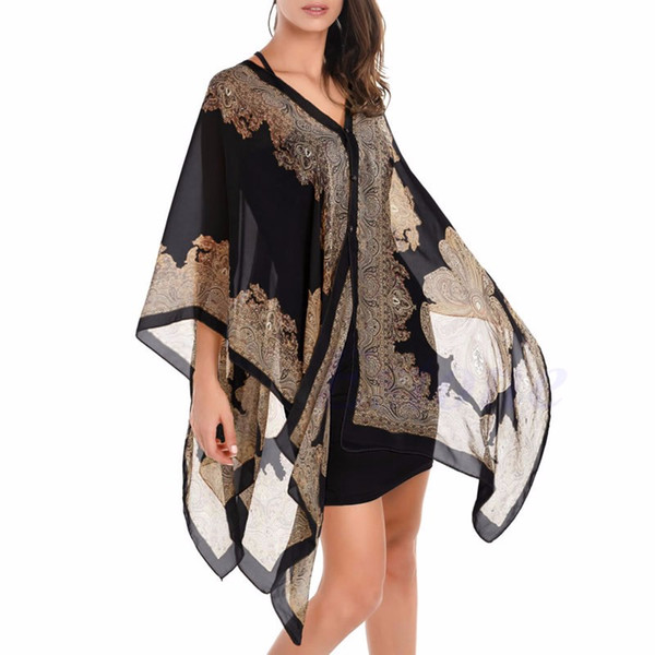 5 Color Sexy Women Chiffon Wrap Dress Sarong Beach Bikini Swimwear Cover Up Long Scarf