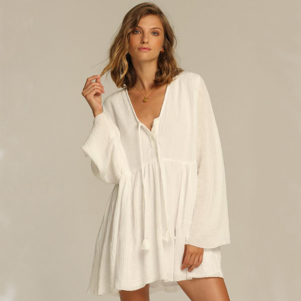 White Beach Coverups For Women Capes Cover Ups Beachwear Kaftan Kimono Plage Swimwear Tunic Dress Bikini Up New Clothing Loose