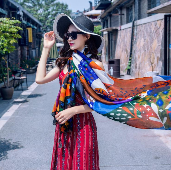 Fashion Women Chiffon Soft Soft Scarves Long Wrap Ladies Printed Sunscreen Beach Towel Shawl Scarf Femme