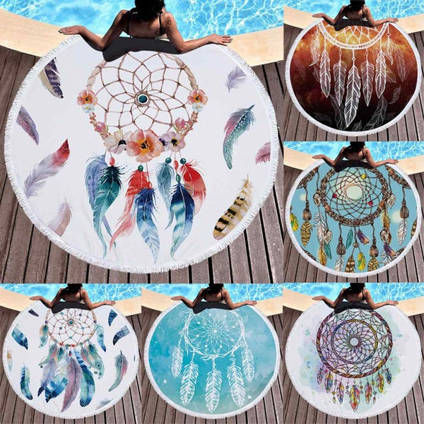 Bikini Cover Up Summer Swim Round Beach Towel Sarong for Women Bathing Wear with Tassels Microfiber Picnic Blanket Mat Tapestry