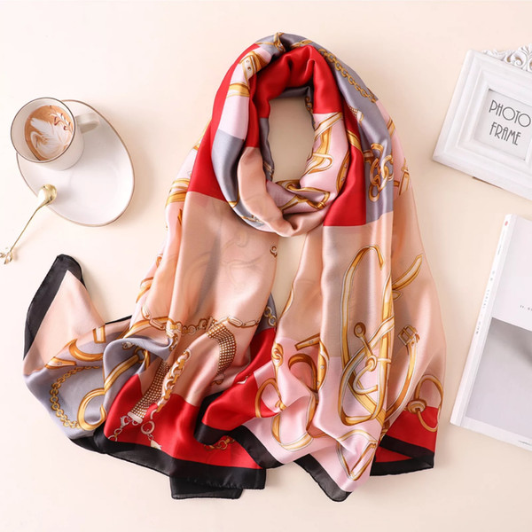 buy one get one free 2019 new hot silk beach travel holiday seaside ladies wild shawl print multicolor fashion high-grade silky silk scarves