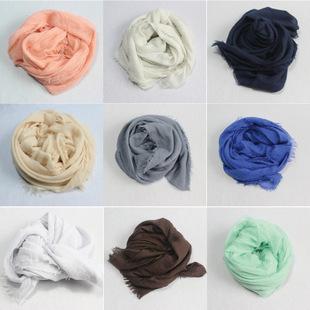 Korean small fresh pure Bali silk fringed scarf monochrome cotton yarn in autumn and winter female shawl wholes/ chiffon Scarf / Scarf White