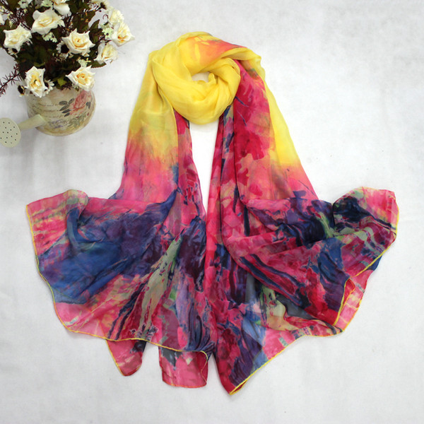 The New Arrival Silk Scarves Wholesale Ladies Fashion All-Match Silk Wraps Sarong Sprinting Simulation Silk Scarves