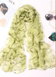 Long silk scarves for women with summer driving sunscreen shawl gauze towel dual use thin scarf beach towel