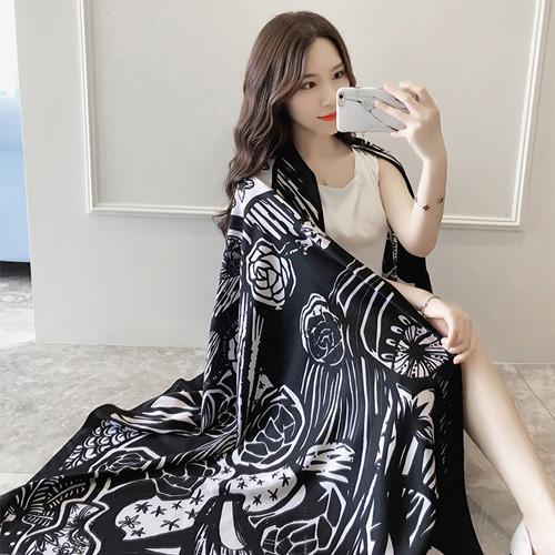 Korean Version of the National Style Cotton and Linen Scarves Women Ultra Long Scarf Spring Summer Sun Beach Towel Dual Use Shawl